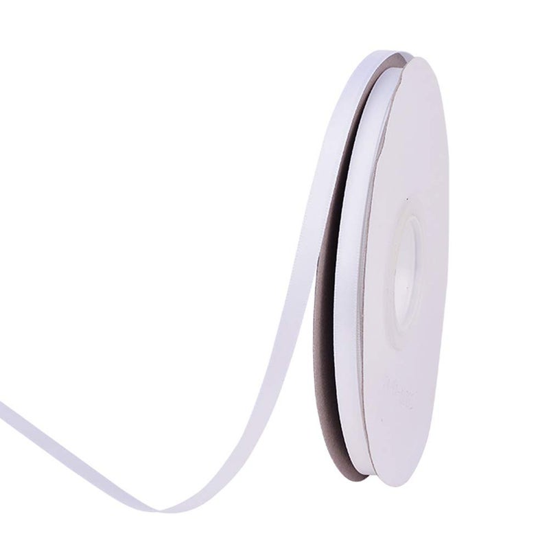 Ribest 1/4 inch White Double Face Satin Ribbon 50 Yards Per Roll for Bouquet Gift Wrapping Hair Accessories Wedding Birthday - Image 1